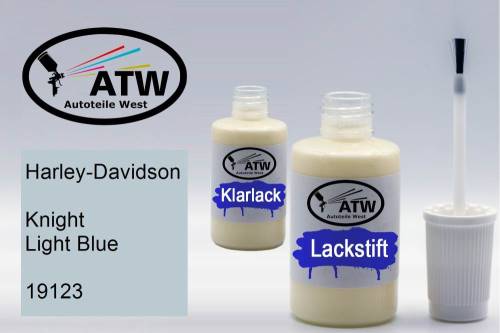 Harley-Davidson, Knight Light Blue, 19123: 20ml Lackstift + 20ml Klarlack - Set, von ATW Autoteile West.